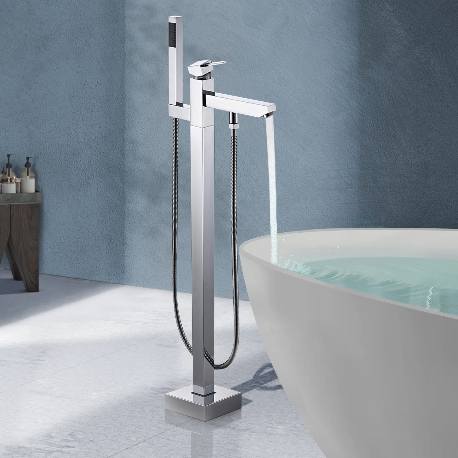 Bathroom Freestanding Tub Filler Floor Mounted Tub Spou Bathtub Faucet with Chrome Finish - Buy ...