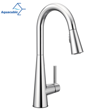 Manufacturer cUPC Lead Free Brass nsf 61-9 Single Handle Water Mixer Tap Pull Down Chrome Surface Kitchen Faucet