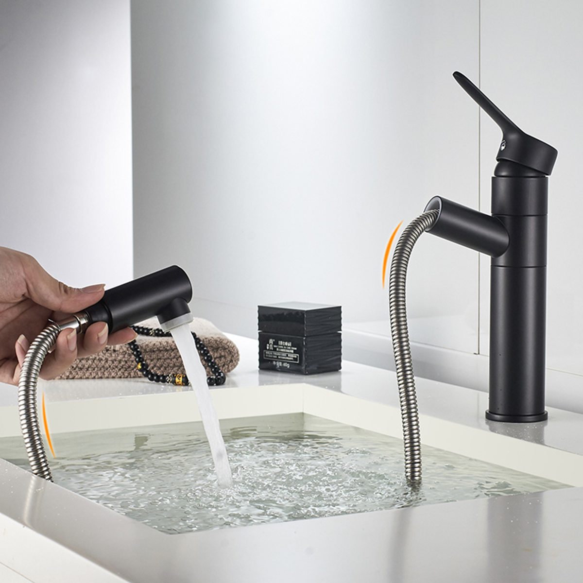 Aquacubic cupc certified Chrome Plated Bathroom lead-free Brass standard pull down single Handle Wash Basin Faucet