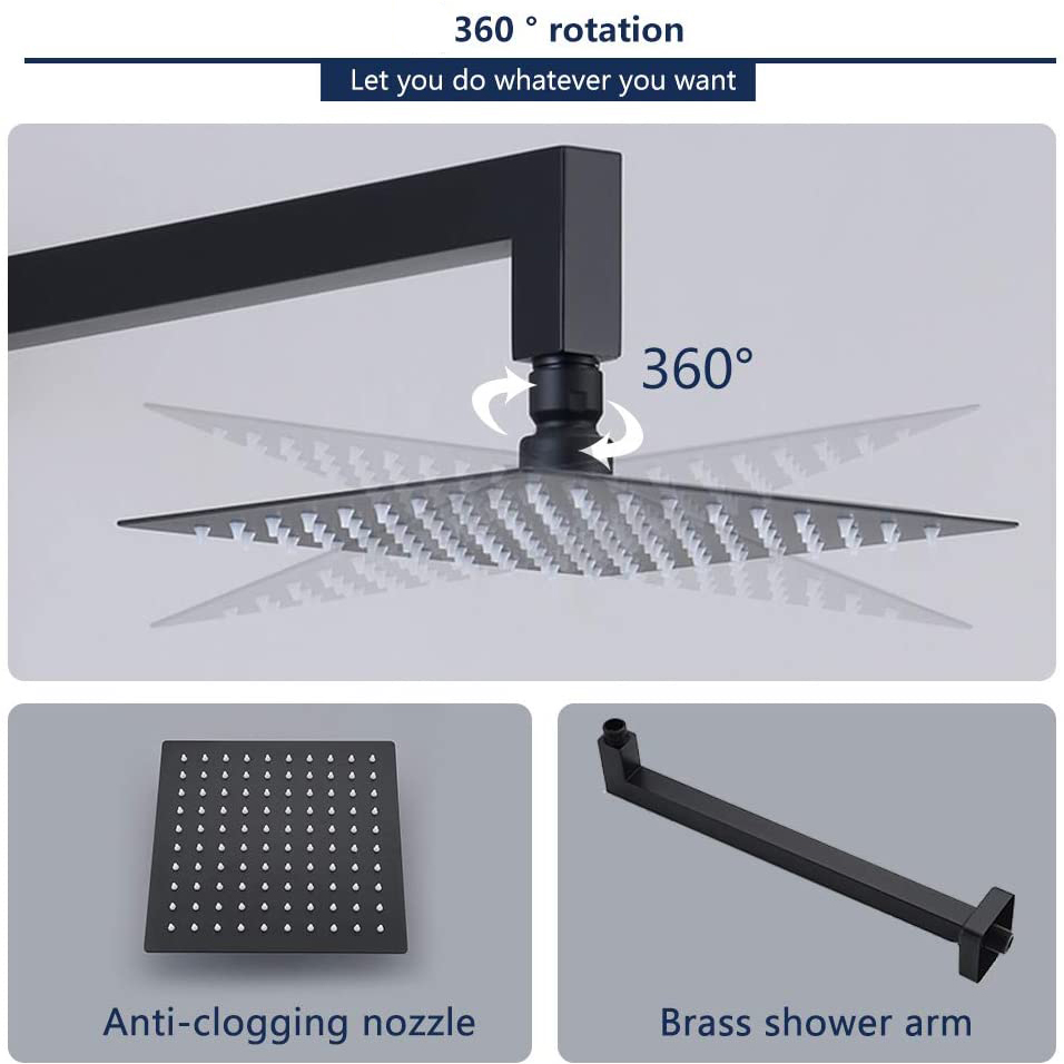 Pressure Balancing UPC Bath Tub Bathroom Black Shower Faucet Set