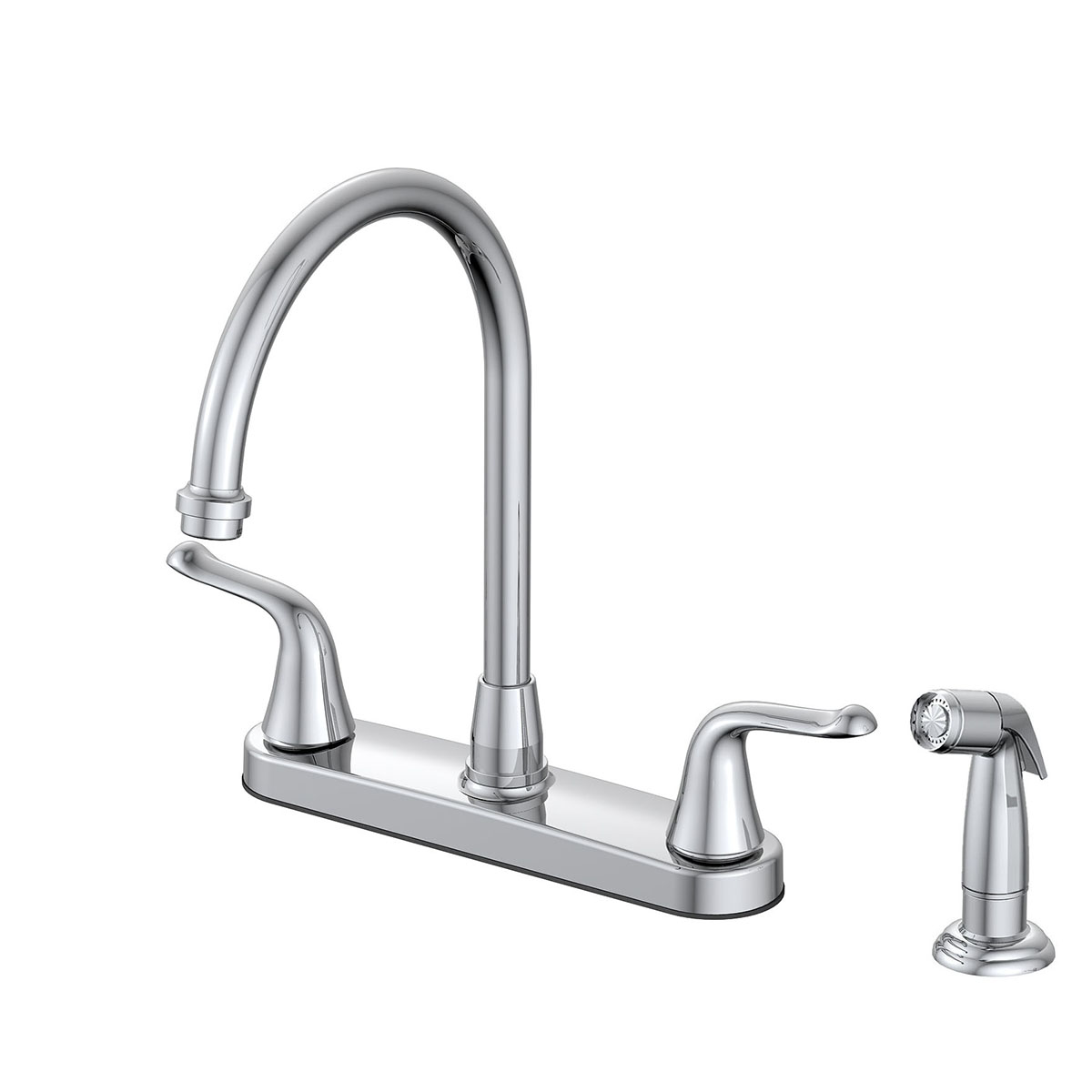 Double-Handle Pull-Down Kitchen Faucet with Soap Dispenser