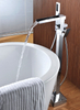 Floor Mounted Freestanding Waterfall Tub Filler Bathtub Faucet with Hand Shower