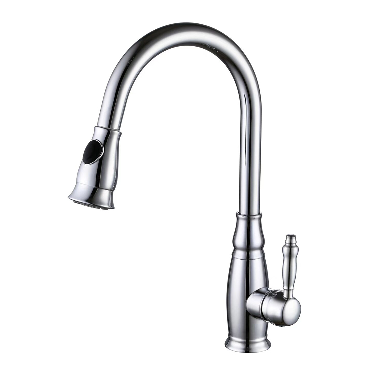 Aquacubic cUPC 304 Stainless Steel Flexible Hose Single Lever Pull Down Kitchen Sink Faucet with 3 Modes Sprayer