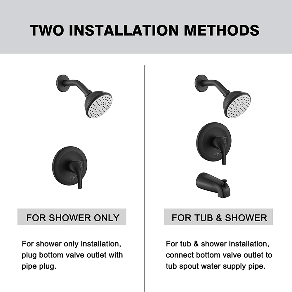 Matte Black Bath Tub Shower Faucet Set Shower Trim Kit with Tub Spout