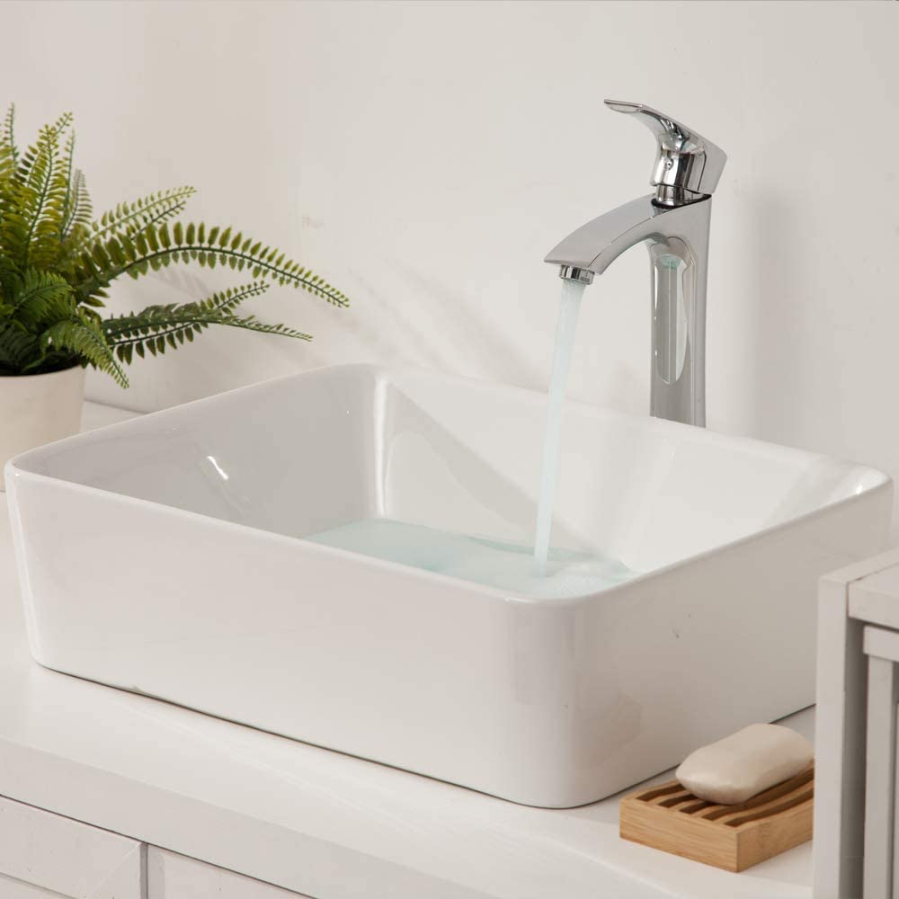 Ceramic Porcelain Fireclay White Countertop Bathroom Sink / Basin