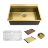Gold Golden 304 Stainless Steel Nano Topmount Handmade Workstation Kitchen Sink