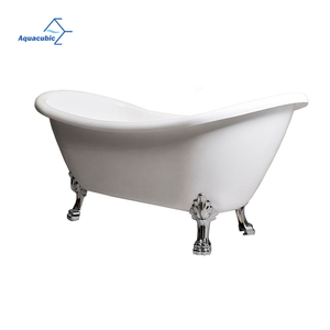 White Acrylic Bathtub Modern Stand Alone Bath Tub with Silver Supporting Foot Comfortable Bathtubs