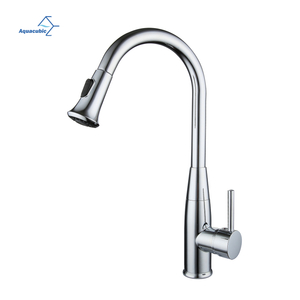 Aquacubic Unique cUPC CEC Polished Contemporary Washbasin Pull Out Kitchen Faucet