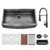 36 x 21 Inch Apron Front Stainless Steel Nano Black Handmade Ledge Workstation Kitchen Farmhouse Sink