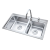 830 x 440 x 190 mm Double Bowl Stainless Steel Pressed / Drawn Kitchen Sink