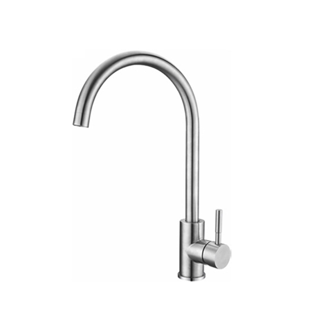 Single Handle One Hole Chromed Brass Kitchen Faucet