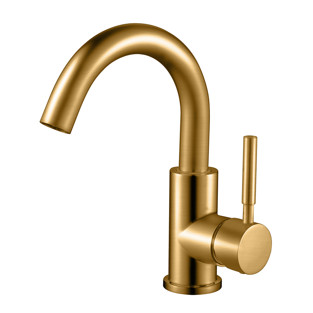 Lead Free Brass Short Body Brushed Gold Kitchen Faucet