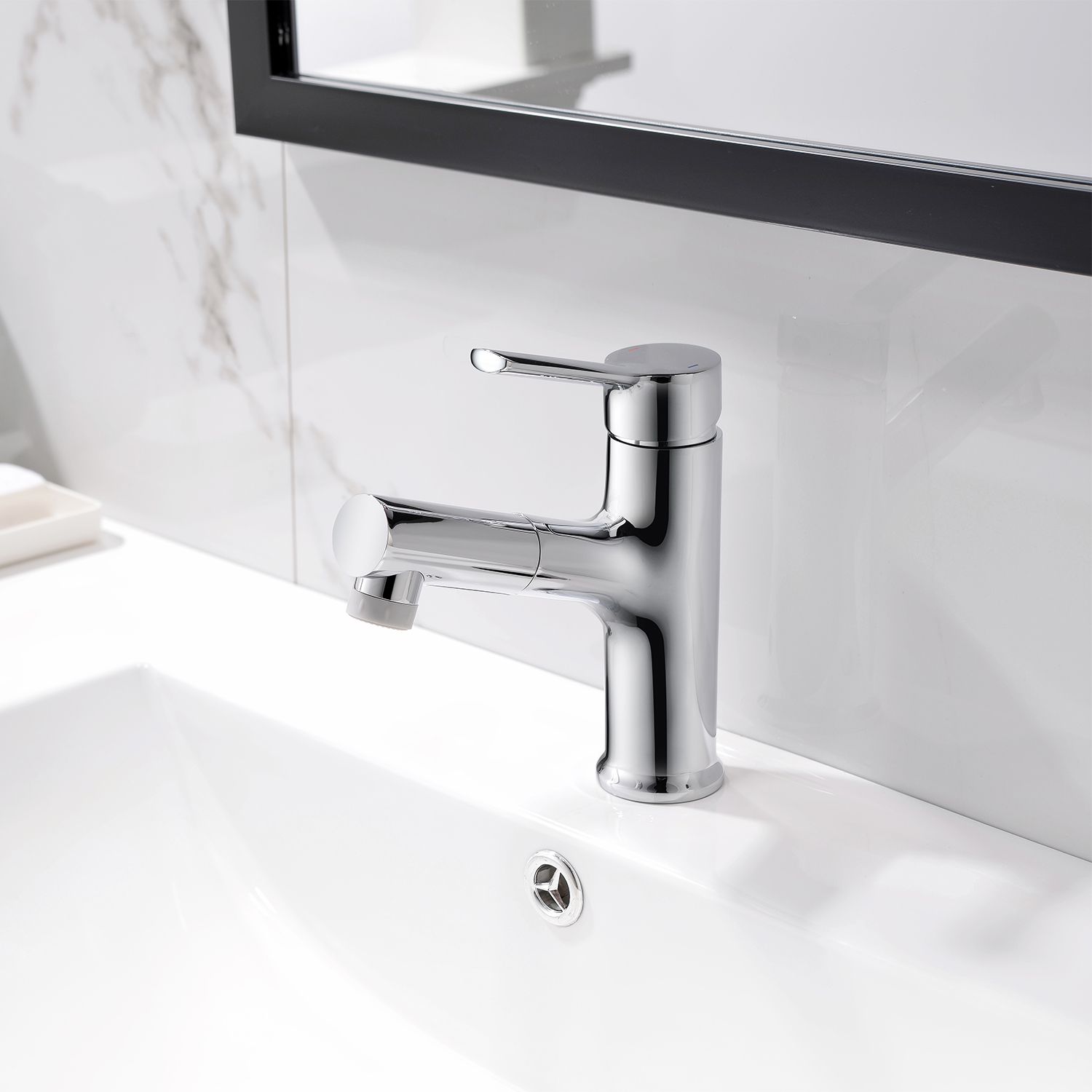 Aquacubic Factory Supplier 360 Rotating Chrome modern Wash Basin Faucets Pull out Bathroom Water Faucet