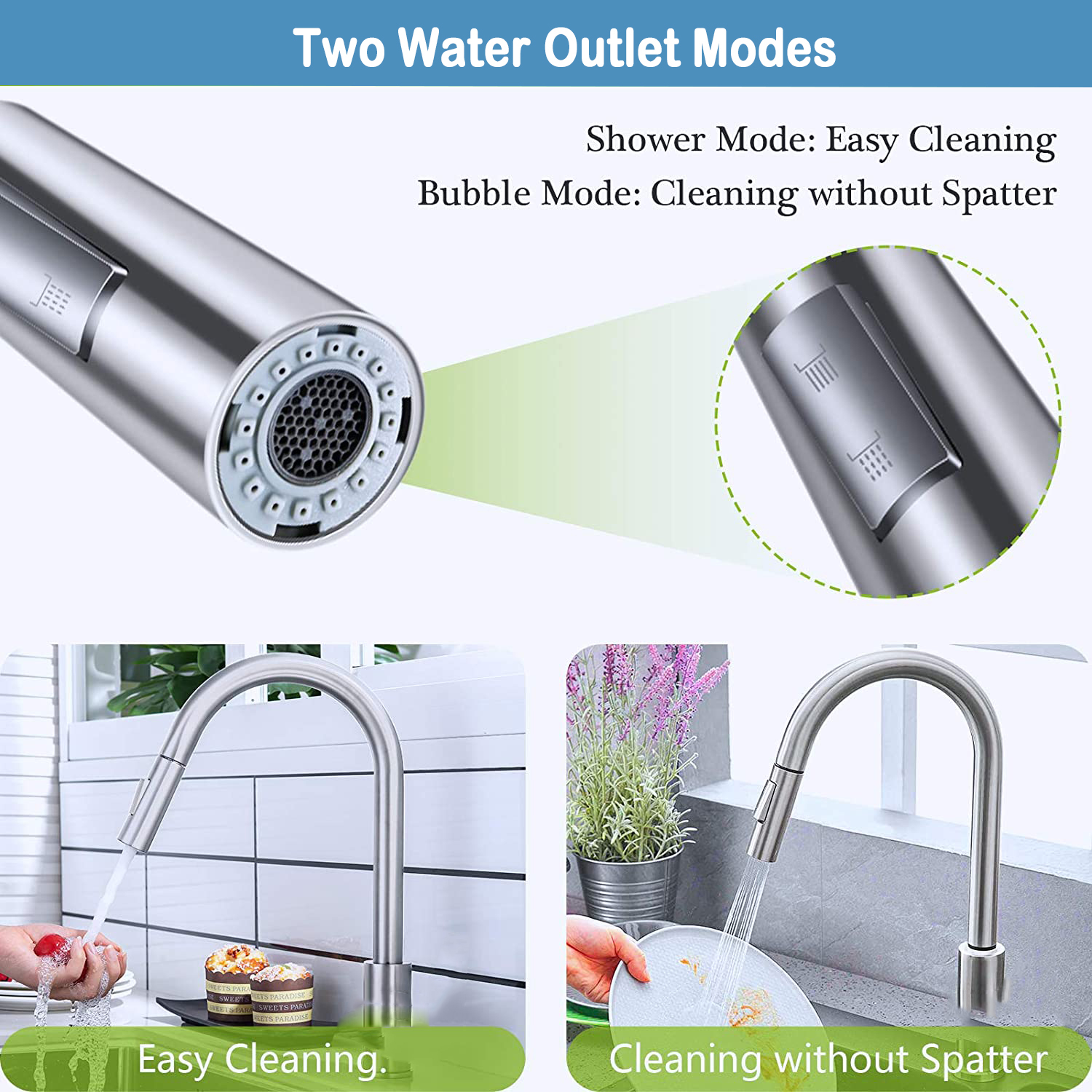 Aquacubic cUPC All kinds of Brass Long Flexible Hose Neck Tap Double