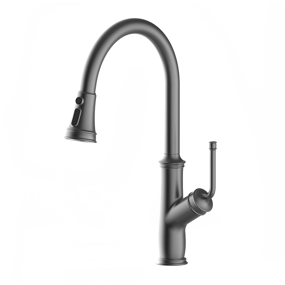 Aquacubic cUPC Solid Lead Free Brass Body Brushed Nickel Pull Down Kitchen Sink Faucet
