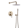 Aquacubic Brushed Gold Double Handle Shower Faucet Set 10" Rain Shower Head with Handheld Shower Sprayer