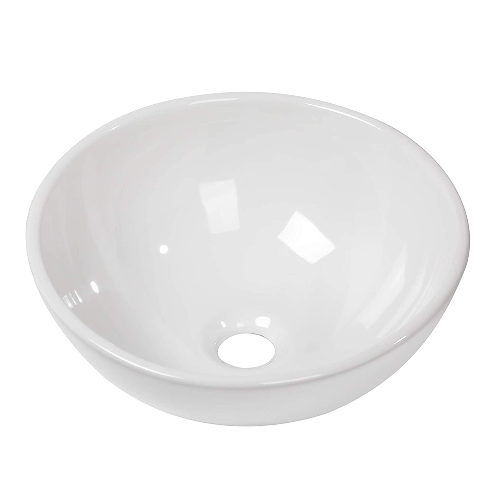 Aquacubic Modern Above Counter White Porcelain Ceramic Bathroom Oval Vessel Sink