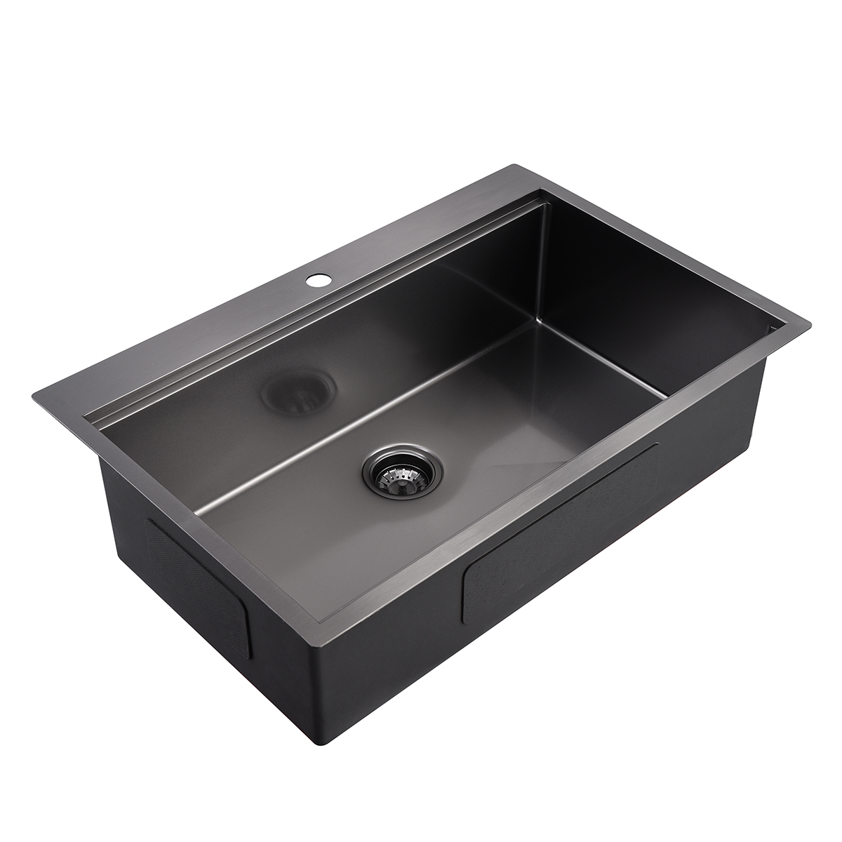 Stainless Steel Handmade Topmount Gunmetal Black Nano Kitchen Sink with Ledge