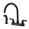 ORB Double-Handle 3 Hole 8 Inch Kitchen Faucet with Soap Dispenser