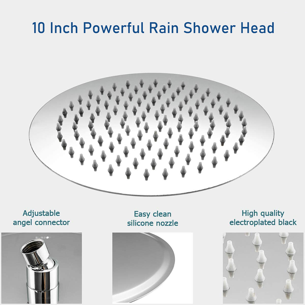 Aquacubic cUPC Chrome Double Handle Shower Faucet Set 10" Rain Shower Head with Handheld Shower