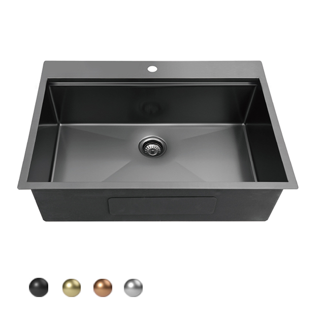 Stainless Steel Handmade Dual Mount Topmount Drop In UPC Gunmetal Black Kitchen Sink with Ledge