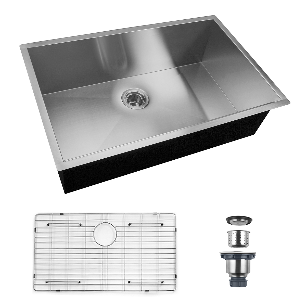 16 Gauge Undermount Stainless Steel Kitchen Sink with Ledge Drain Board for Kitchen