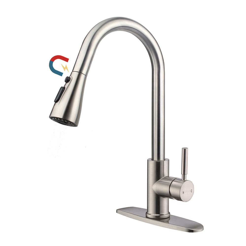 CUPC Certified 304 stainless steel Kitchen Faucets With 3 Modes Pull Down Sprayer