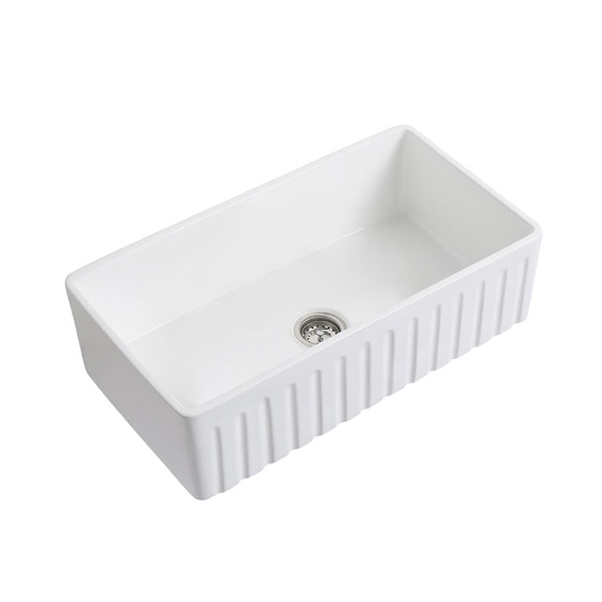 30" x 18" White Fireclay Farmhouse Single Bowl Ceramic Kitchen Sink