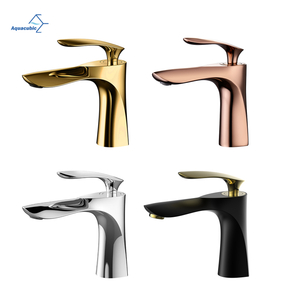 Aquacubic Brass Body Single Handle Gold Bathroom Washroom Bathroom Sink Faucet