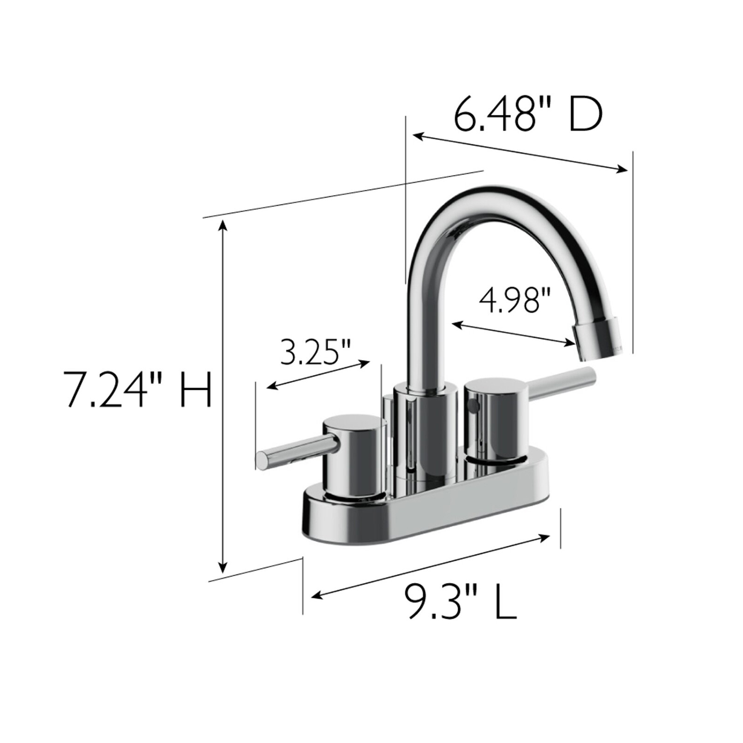 Modern 3 Hole Lavatory Faucet 4 Inch Centerset 2 Handle Chrome RV Bathroom Faucet