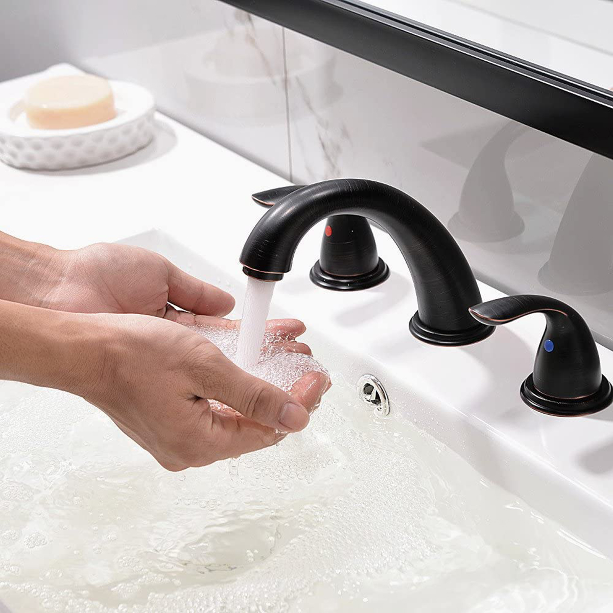 Widespread Noble Industrial Style CUPC Certified Oil Rubbed Black 3 Hole Bathroom Basin Faucets