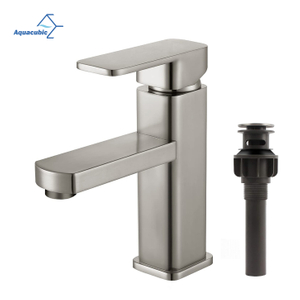 Aquacubic Single Handle brass Bathroom Sink Faucet UPC Brushed Nickel Basin Mixer Tap With drain