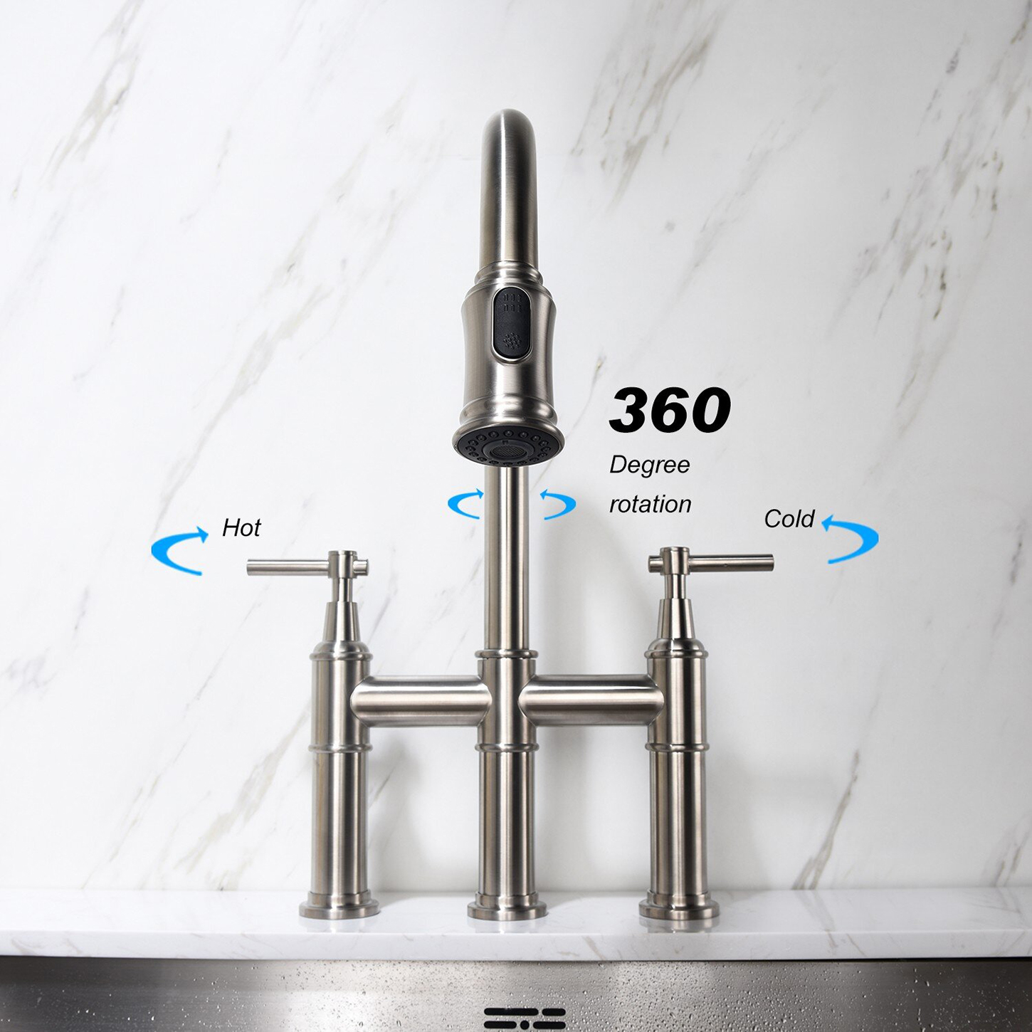 Pull Down Hybrid Solid Sink Faucet Bridge Faucet Buy Hybrid Pull Down