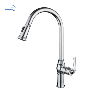 Aquacubic Lead-free Waterway cUPC Sanitary Deck mount Washbasin Pull Out Kitchen Faucet