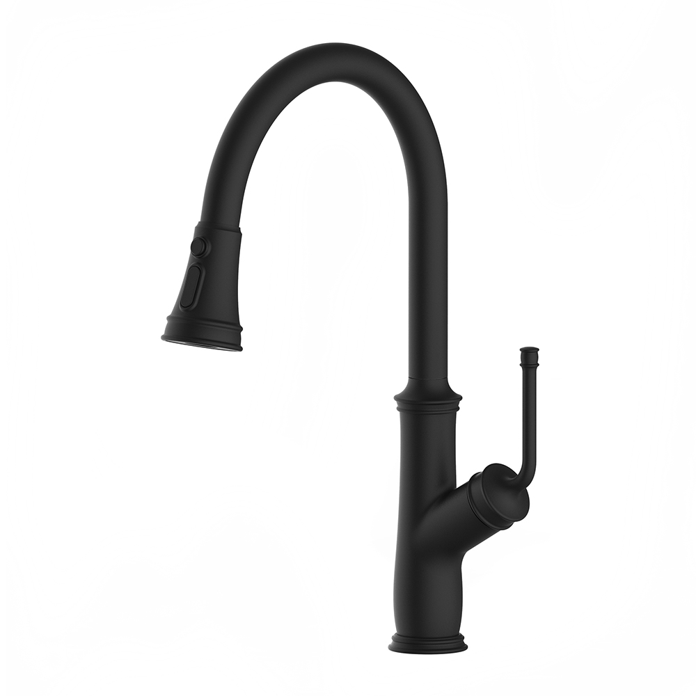 Aquacubic cUPC Modern Lead Free Brass Body Matte Black 3 Function Pull Down Kitchen Faucet AF3068-5MB